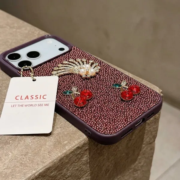 Embellished_Phone_Case_with_Floral_and_Cherry_Design_-_Compatible_with_iPhone_(Brown)_Pack_Of_3