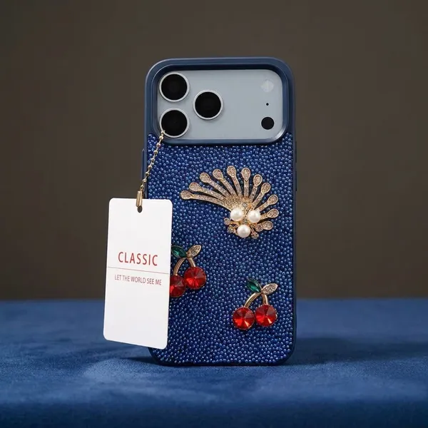 Sparkle_Shell_&_Cherry_Blue_Textured_Phone_Case_with_Decorative_Charm_Pack_Of_3