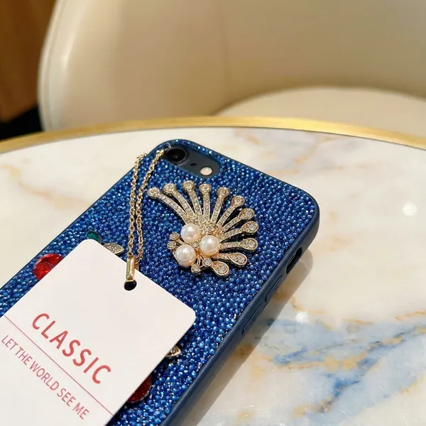 Embellished_Mobile_Phone_Case_with_Shell_and_Cherry_Design_-_Blue_Textured_Finish_Pack_Of_3