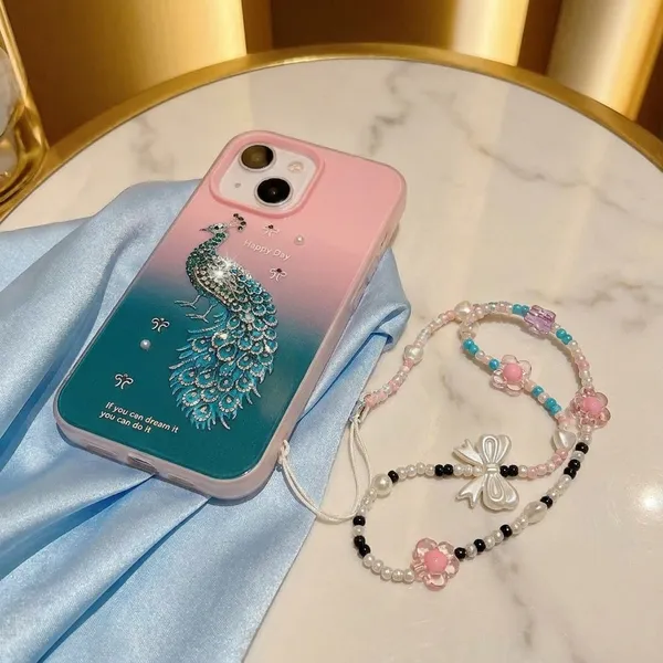 Peacock_Jeweled_Phone_Case_with_Gradient_Design_and_Charm_Strap_Pack_Of_3