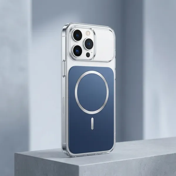 Transparent_MagSafe_Compatible_Phone_Case_with_Navy_Blue_Magnetic_Disc_-_iPhone_12/13_Series_Pack_Of_3