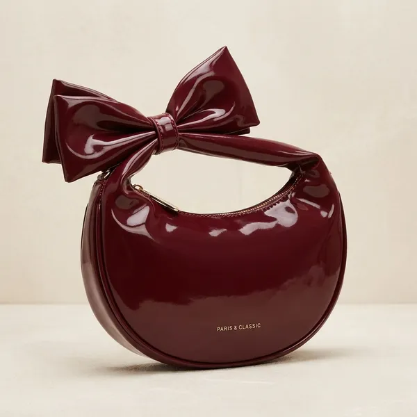 Elegant_Burgundy_Bow_Knot_Shoulder_Bag