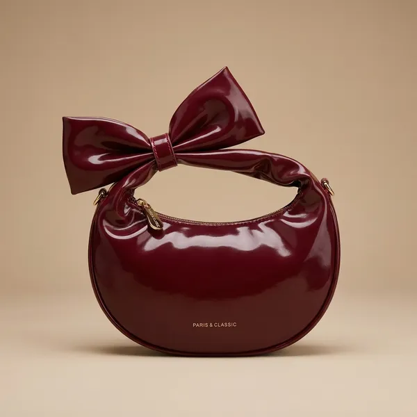 Elegant_Burgundy_Bow_Knot_Shoulder_Bag