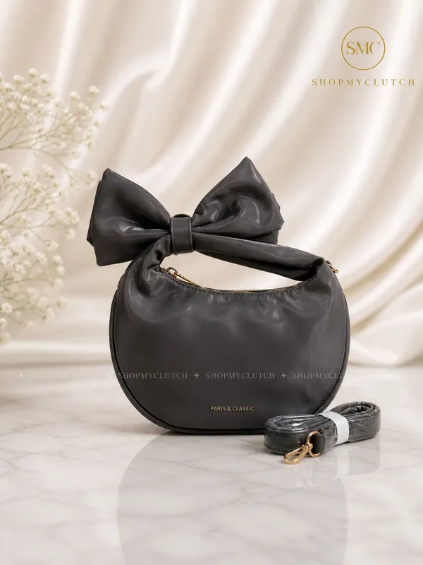 Matte_Grey_Bow_Shoulder_Bag