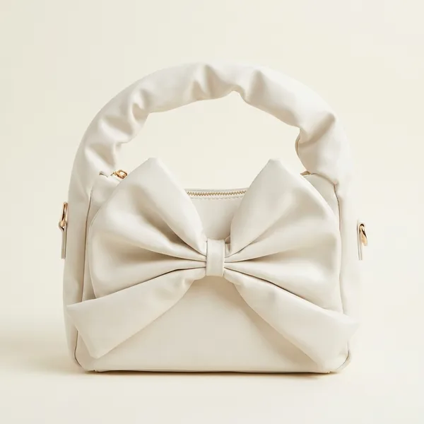 Elegant_Cream_Bow_Accent_Handbag_With_Twisted_Handle