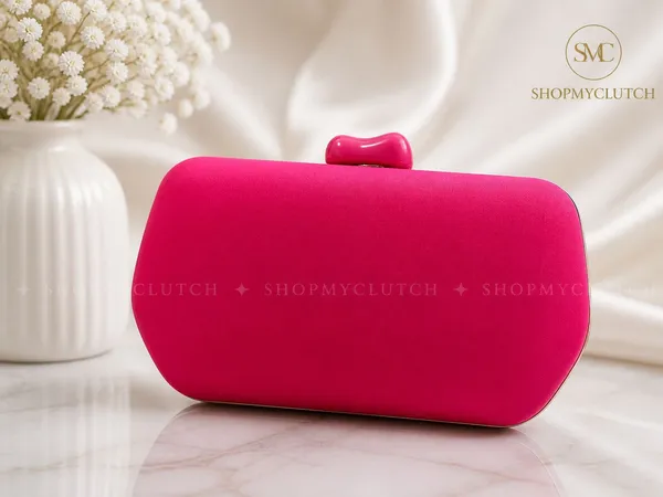 Hot_Pink_Clutch_Purse_With_Gold_Chain_Strap
