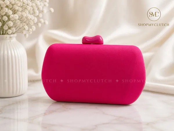 Hot_Pink_Clutch_Purse_With_Gold_Chain_Strap