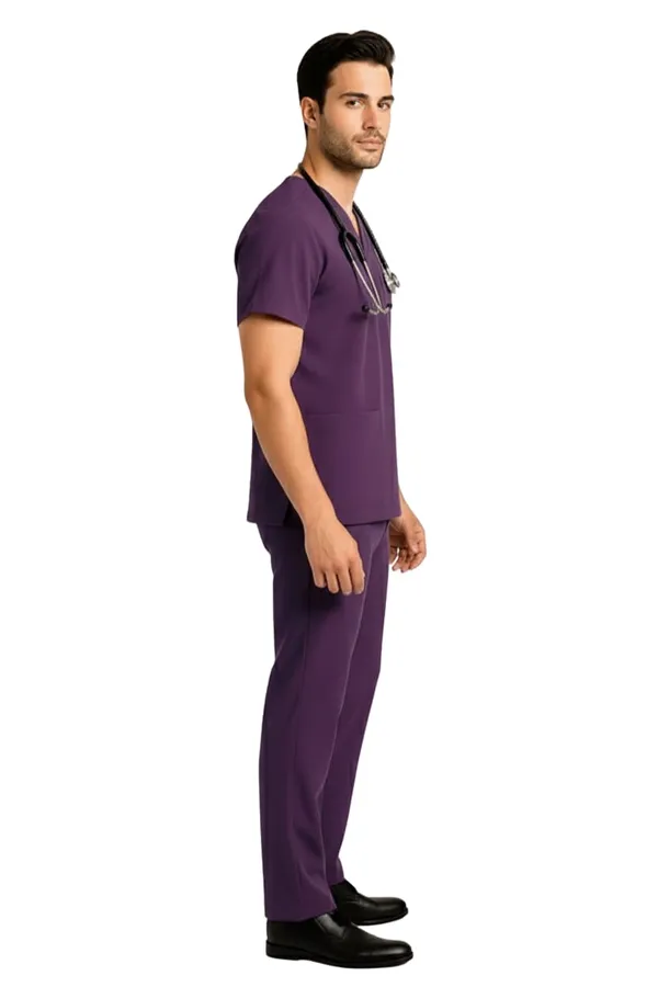 Men_Purple_Medical_Scrubs_Set_V_Neck_Top_&_Pants