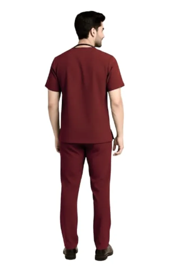 Maroon_Medical_Scrubs_Uniform_Set_For_Healthcare_Professionals