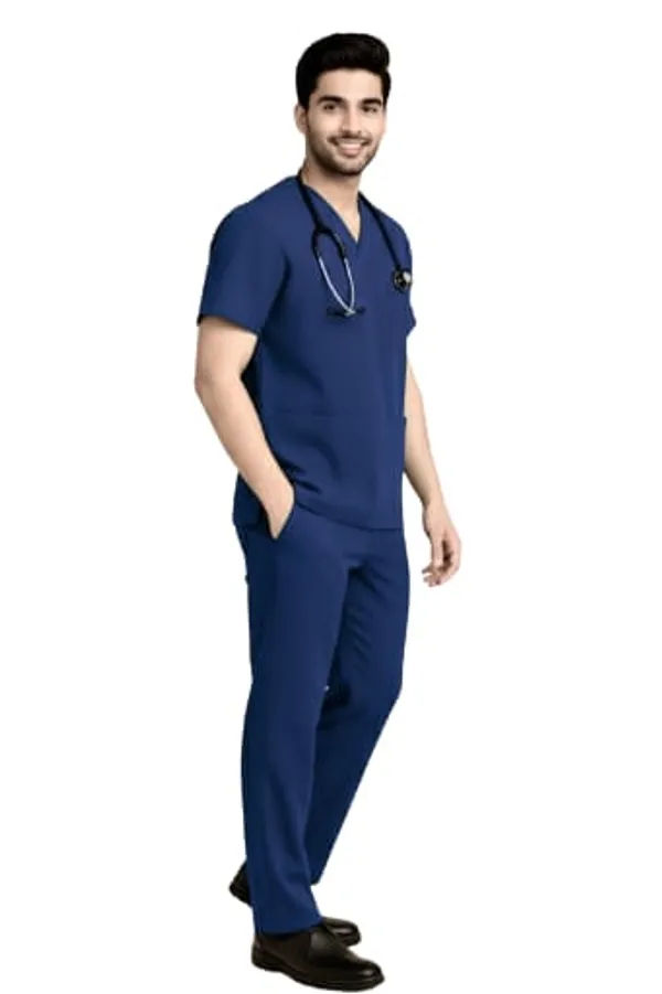 Navy_Blue_Medical_Scrubs_Set_For_Men_Doctor_Nurse_Uniform_With_V_Neck_Top_And_Pants