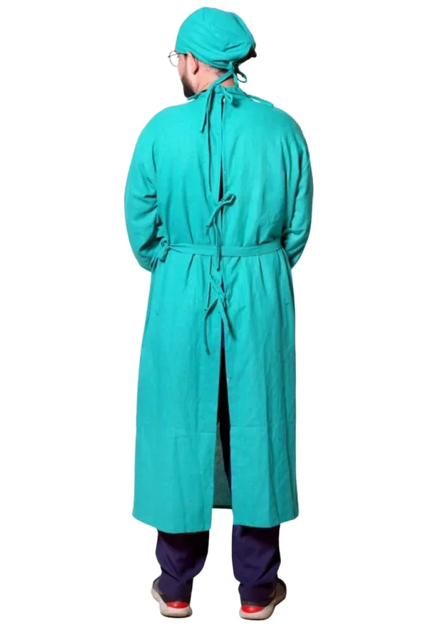 Teal_Green_Surgical_Gown_With_Cap_For_Medical_Professionals