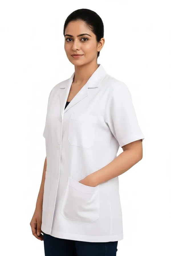 Half_Sleeve_White_Lab_Coat_For_Women_Professional_Medical_Apron