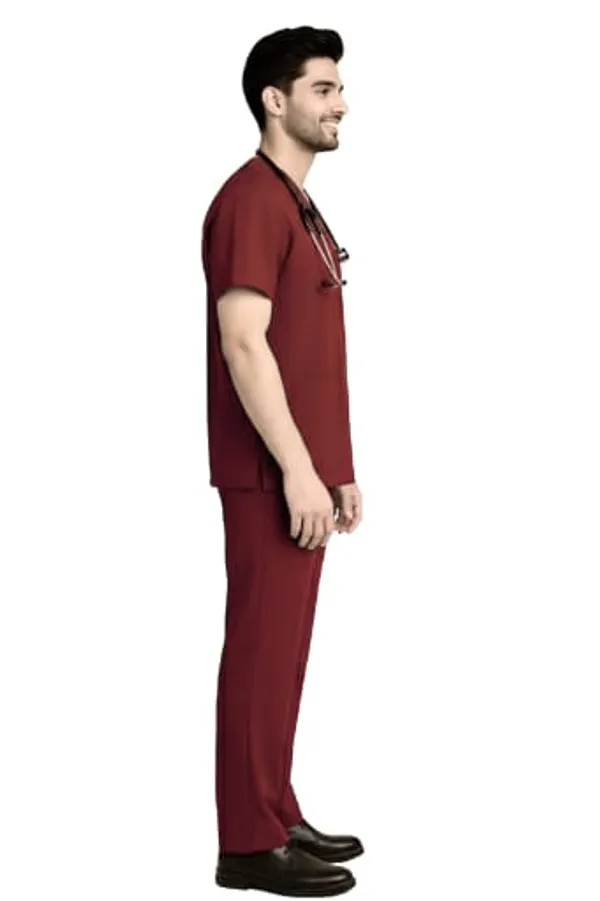 Maroon_Medical_Scrubs_Uniform_Set_For_Healthcare_Professionals