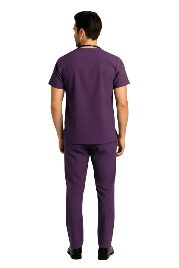 Men_Purple_Medical_Scrubs_Set_V_Neck_Top_&_Pants