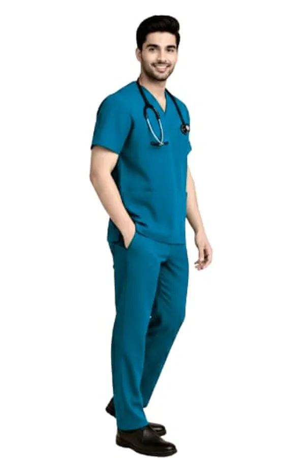 Caribbean_Blue_Medical_Scrub_Suit_Set_For_Healthcare_Professionals