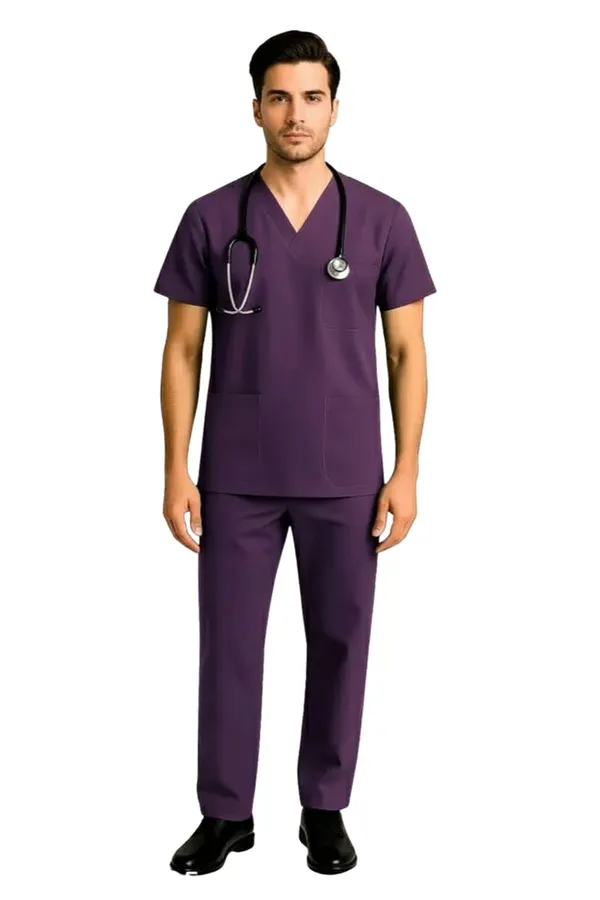 Men_Purple_Medical_Scrubs_Set_V_Neck_Top_&_Pants