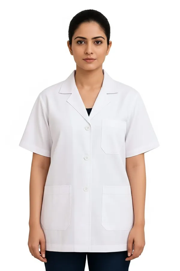 Half_Sleeve_White_Lab_Coat_For_Women_Professional_Medical_Apron