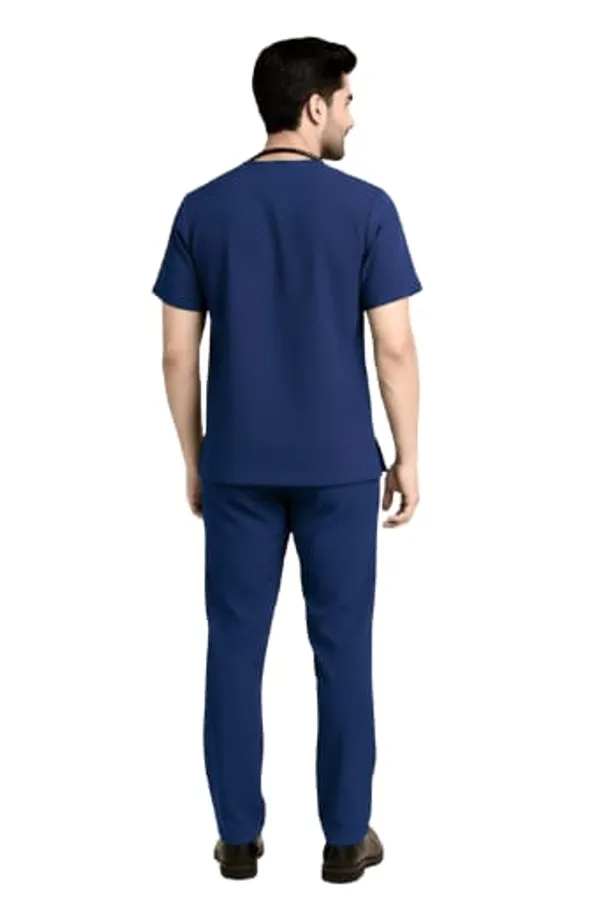Navy_Blue_Medical_Scrubs_Set_For_Men_Doctor_Nurse_Uniform_With_V_Neck_Top_And_Pants