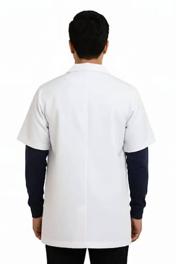 Half_Sleeve_White_Medical_Lab_Coat_For_Men_With_Notched_Collar