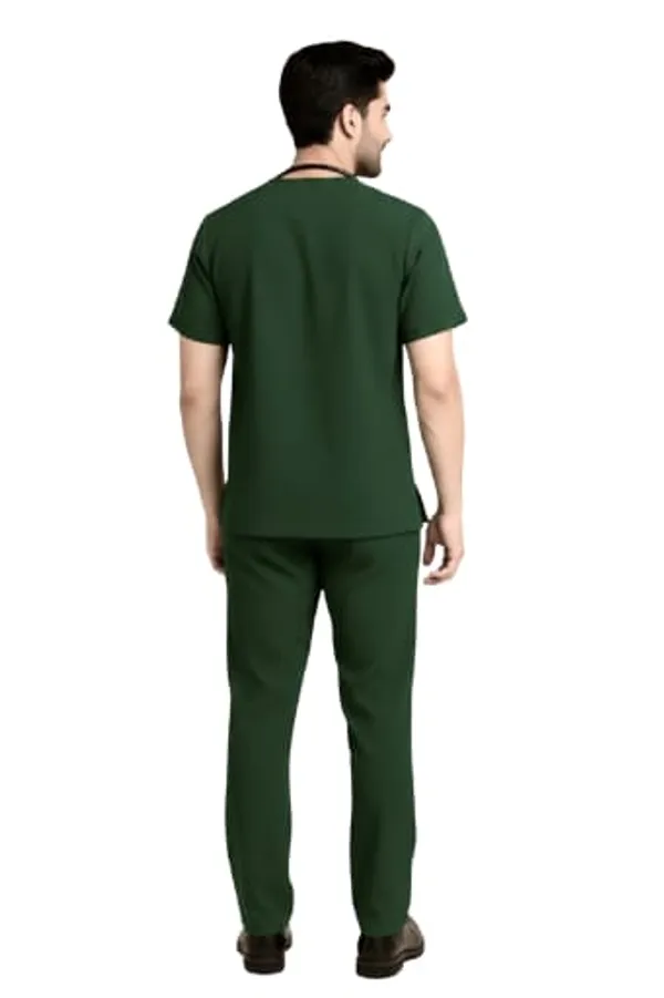 Hunter_Green_Medical_Scrubs_Set_With_V_Neck_Top_And_Drawstring_Pants