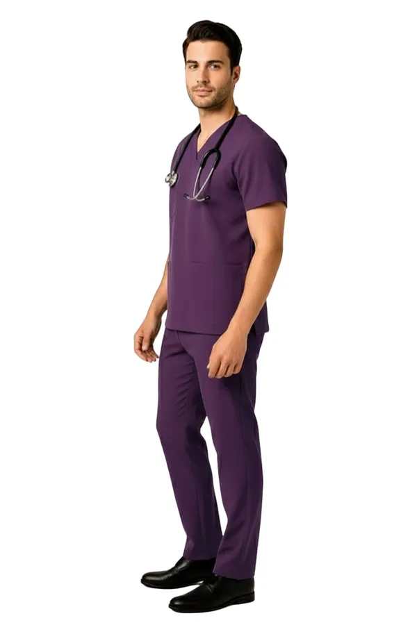 Men_Purple_Medical_Scrubs_Set_V_Neck_Top_&_Pants