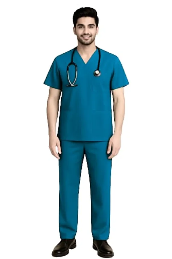 Caribbean_Blue_Medical_Scrub_Suit_Set_For_Healthcare_Professionals