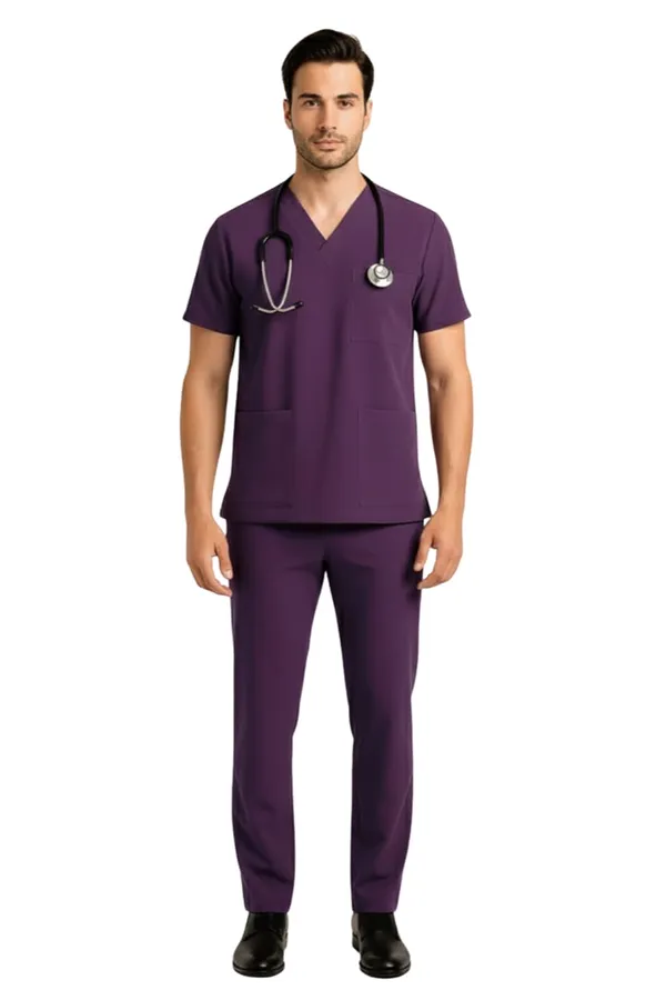 Men_Purple_Medical_Scrubs_Set_V_Neck_Top_&_Pants
