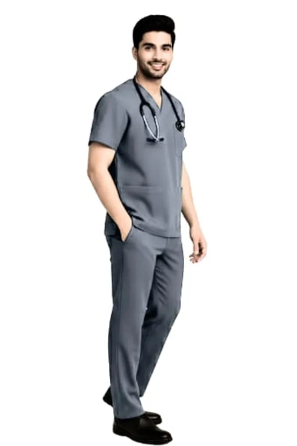 Grey_Medical_Scrubs_Suit_Set_For_Healthcare_Professionals