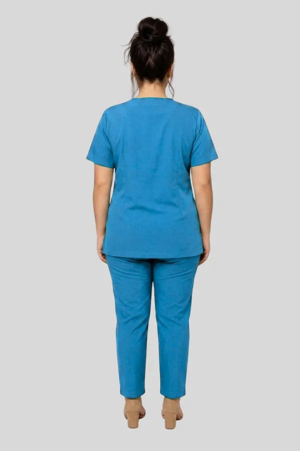 Women_Medical_Scrubs_Set_Blue_V_Neck_Top_And_Pants_Uniform