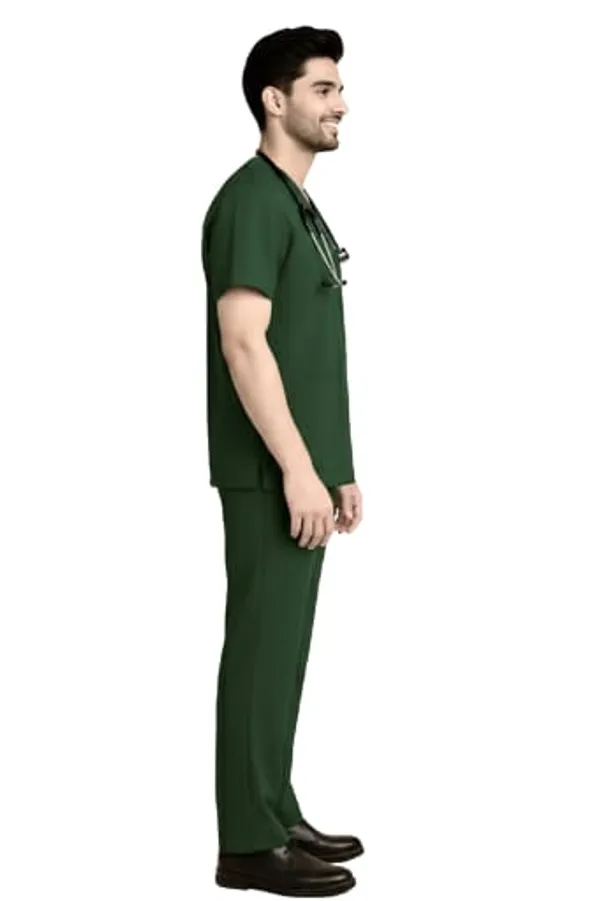 Hunter_Green_Medical_Scrubs_Set_With_V_Neck_Top_And_Drawstring_Pants