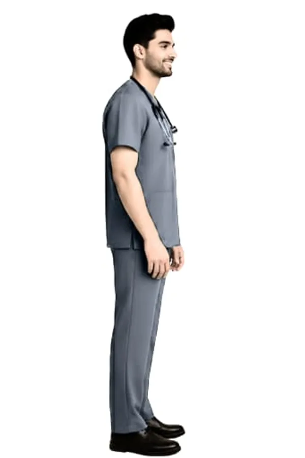 Grey_Medical_Scrubs_Suit_Set_For_Healthcare_Professionals