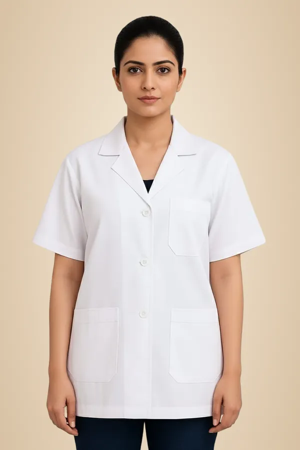 Half_Sleeve_White_Lab_Coat_For_Women_Professional_Medical_Apron