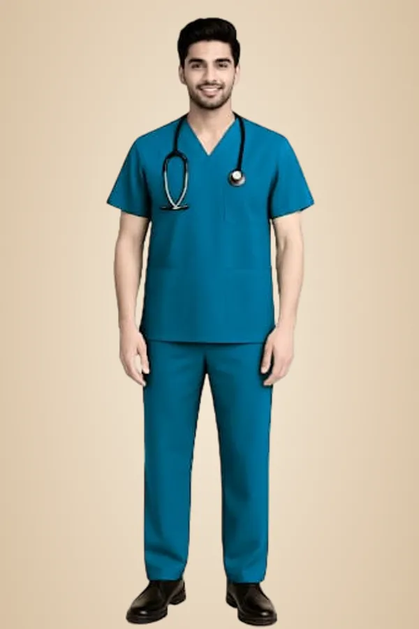 Caribbean_Blue_Medical_Scrub_Suit_Set_For_Healthcare_Professionals