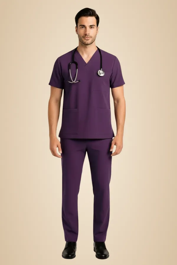 Men_Purple_Medical_Scrubs_Set_V_Neck_Top_&_Pants