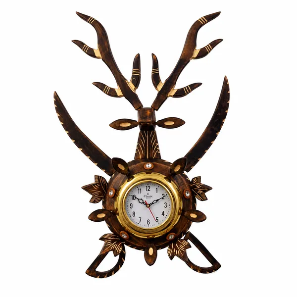 Handmade_Wooden_Deer_Wall_Clock_|_Premium_Decorative_Wall_Clock_with_Antler_Design_|_Rustic_Home_Décor