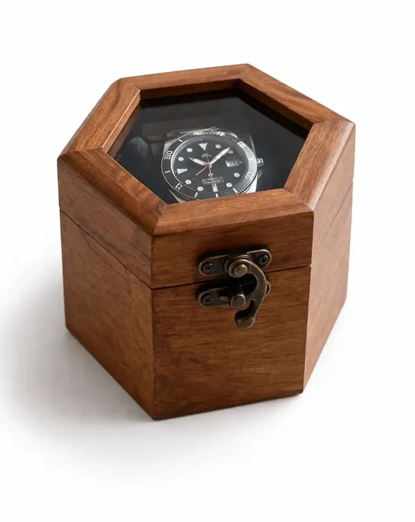 Handmade_Wooden_Hexagon_Watch_Box_with_Glass_Lid_|_Premium_Single_Watch_Storage_Case_|_Luxury_Gift_Box