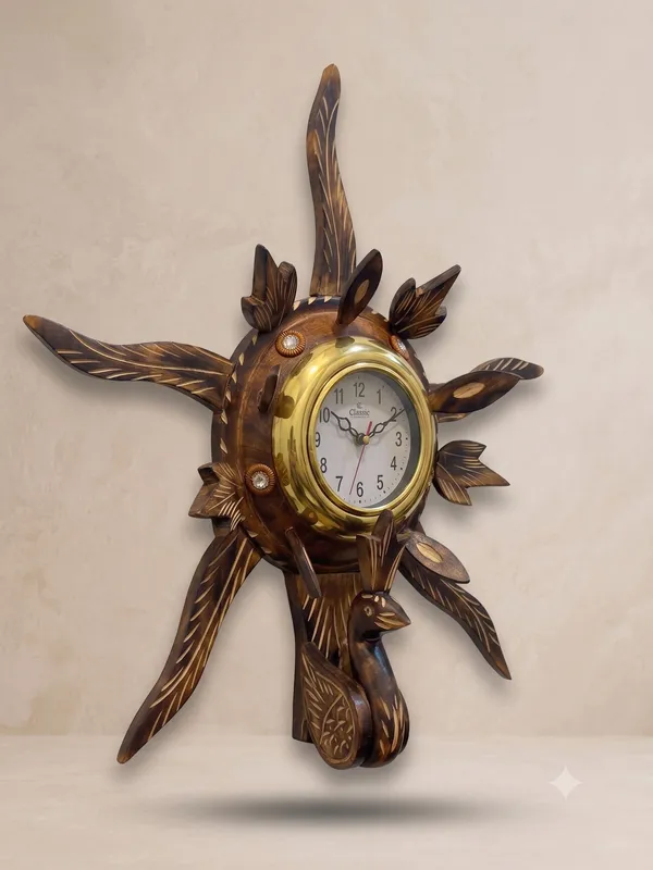 Handmade_Wooden_Sun_Wall_Clock_|_Decorative_Sunburst_Wall_Clock_with_Deer_Accent_|_Rustic_Luxury_Home_DEcor