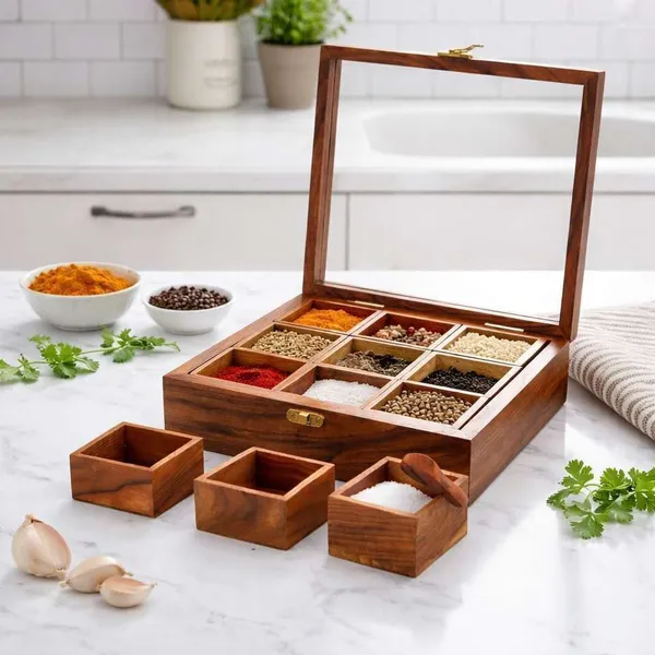 Wooden_Masala_Dabba_Container_With_9_Compartments_And_Glass_Lid