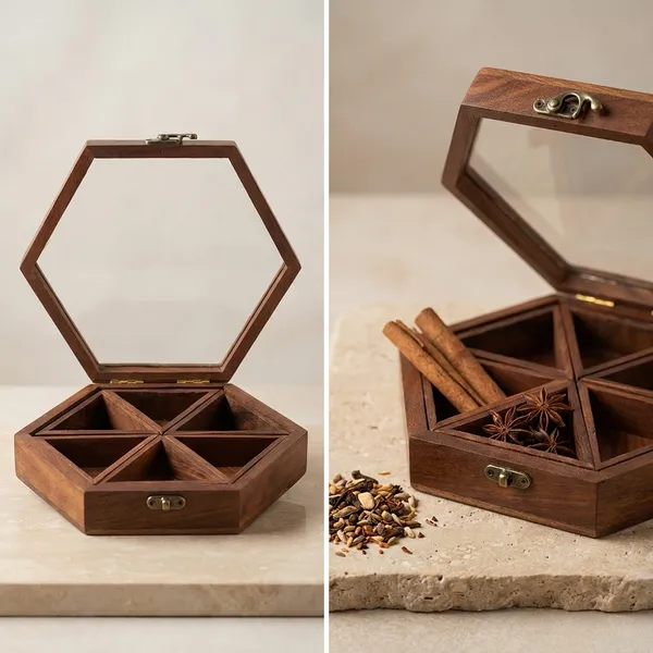 Hexagonal_Wooden_Spice_Box_With_6_Compartments_And_Mirror_Lid
