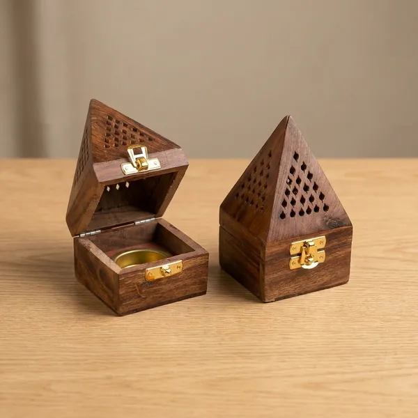 Handcrafted_Rosewood_Wooden_Incense_Sticks_Pyramid_Box_Fragrance_Stand_Holder_Agarbatti_(3_Inch;Brown)_Pack_Of_2