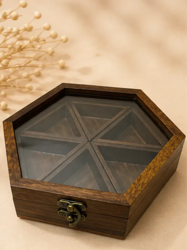 Hexagonal_Wooden_Spice_Box_With_6_Compartments_And_Mirror_Lid