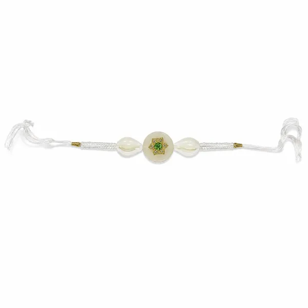Elegant_White_&_Green_Beaded_Rakhi_for_Girls_&_Women