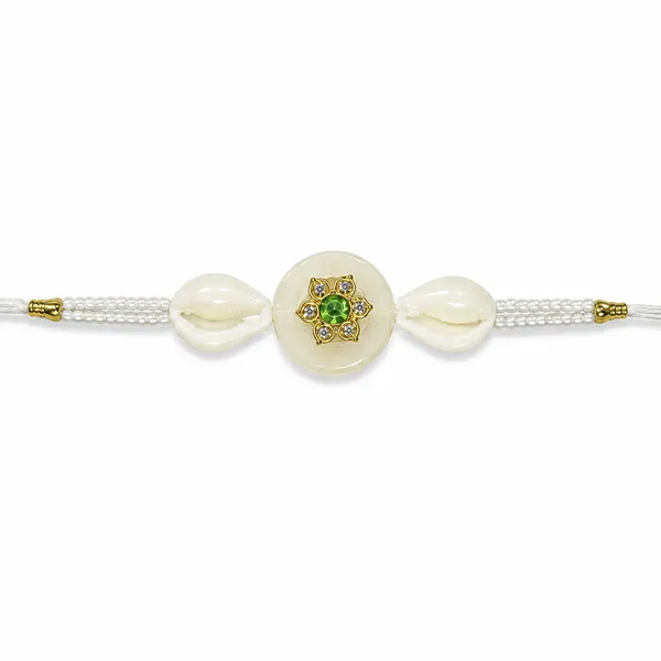 Elegant_White_&_Green_Beaded_Rakhi_for_Girls_&_Women