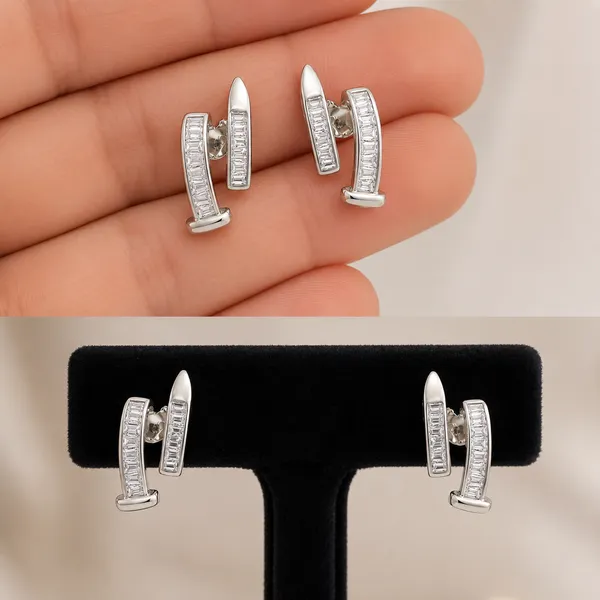 Silver_Tone_&_Clear_Crystal_White__Demi_Fine_Stud_Earrings_For_Women