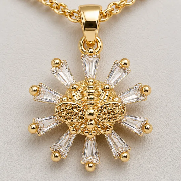 Gold_&_White_Demi_Fine_Pendant_Necklace_For_Women