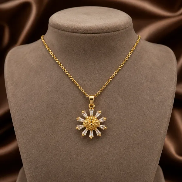 Gold_&_White_Demi_Fine_Pendant_Necklace_For_Women
