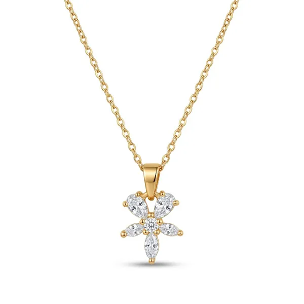 Gold_&_White_Demi_Fine_Pendant_Necklace_For_Women