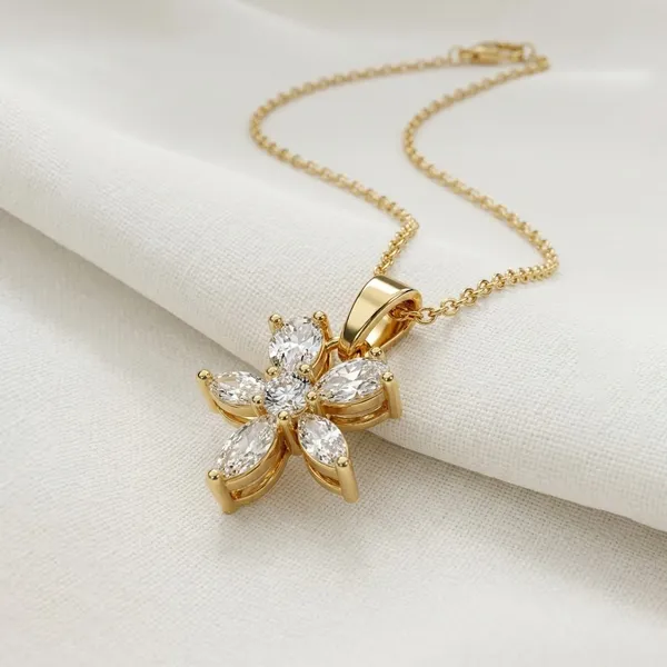 Gold_&_White_Demi_Fine_Pendant_Necklace_For_Women