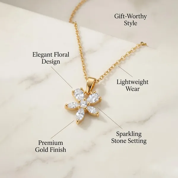 Gold_&_White_Demi_Fine_Pendant_Necklace_For_Women