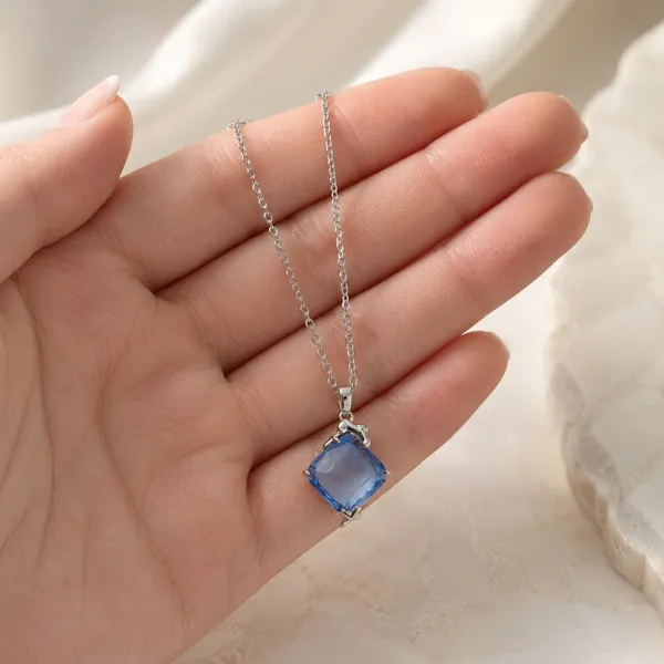 Blue_&_Silver_Demi_Fine_Pendant_Necklace_For_Women